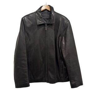 Jhane Barnes Genuine Leather‎ Jacket Black Size 44